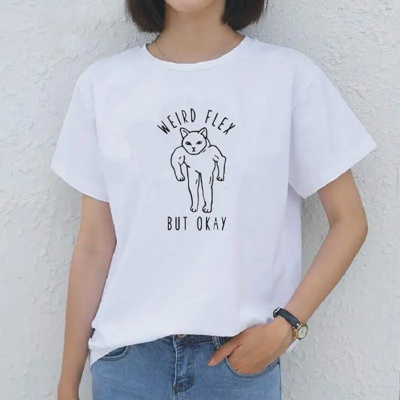 

Welrd гибкая, но нормальная, мультяшная, эстетическая футболка, женские топы, модные, в стиле Харадзюку, размера плюс, хлопковые футболки, женск...