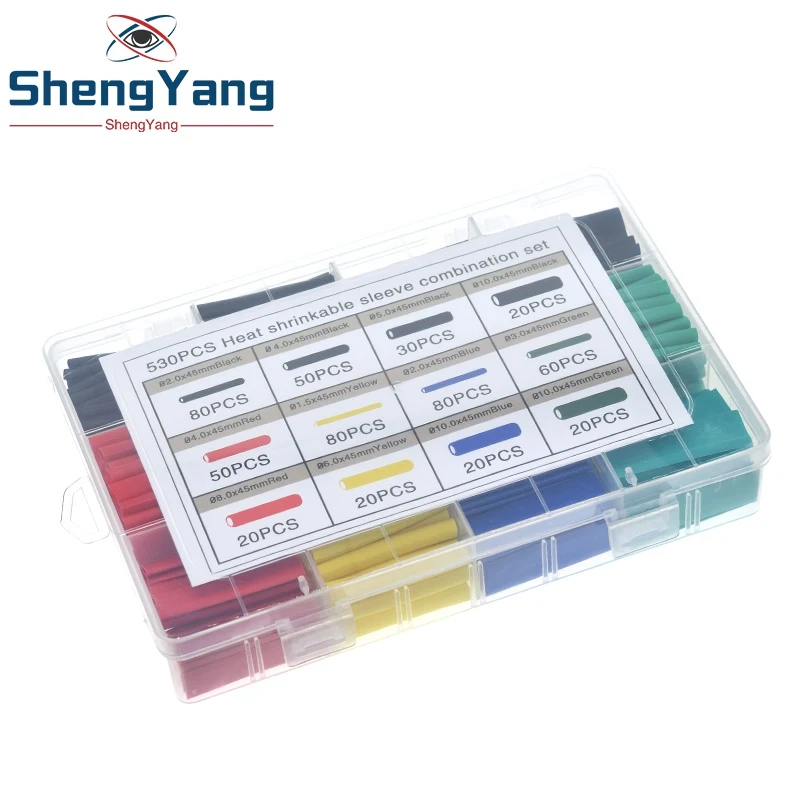 530 шт. термоусадочные трубки изоляционные ассортимент электронные полиолефина