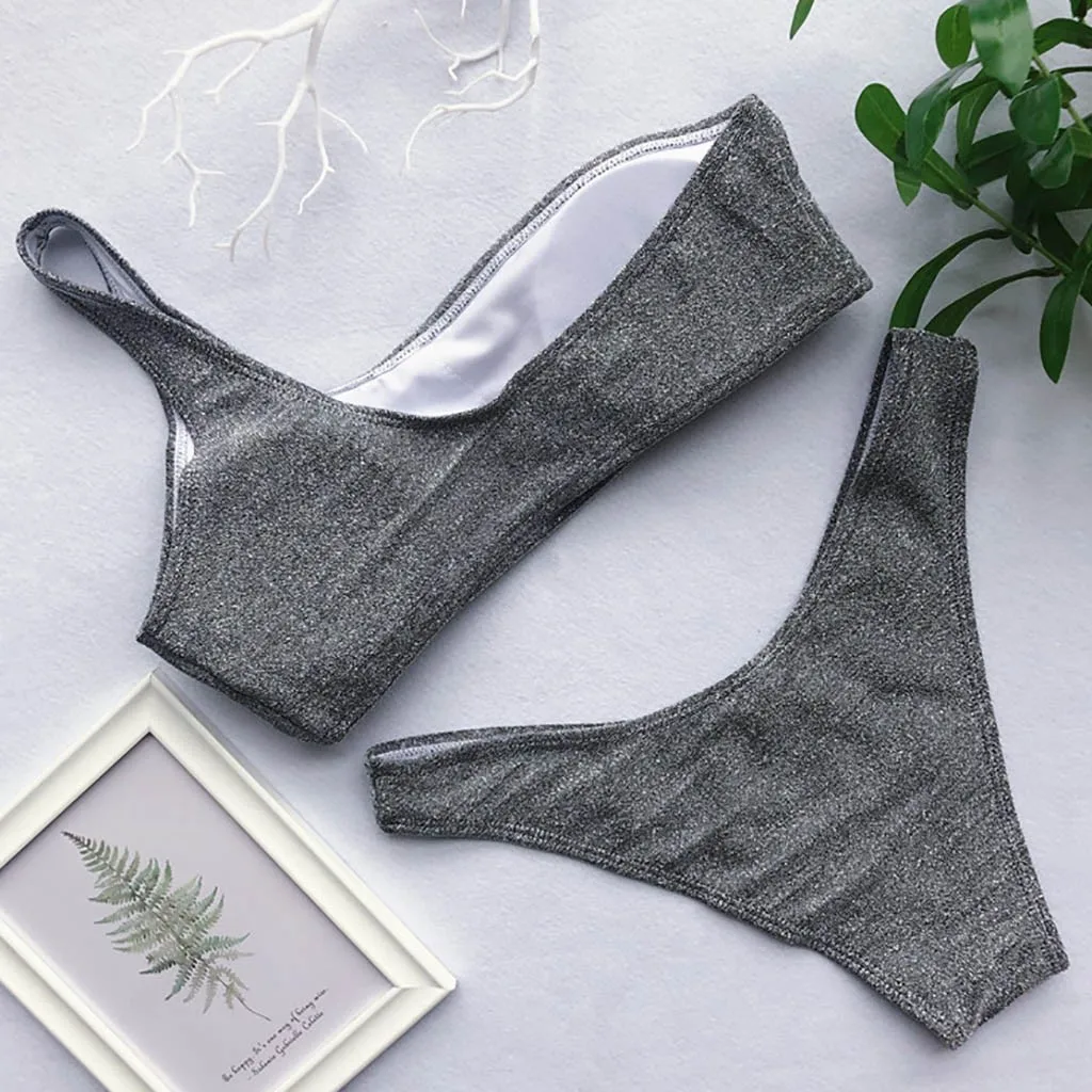 JAYCOSIN женский бюстгальтер из двух частей пикантный однотонный купальник с