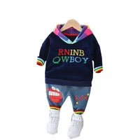 spring autumn fashion girl letter thick cotton clothing children cartoon clothes baby boy sweatshirt pants kids casual tracksuit