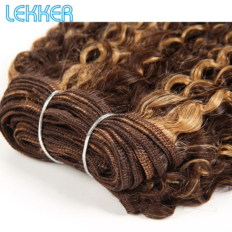 Lekker бразильские человеческие волосы Remy, волнистые, предварительно окрашенные, натуральные, афро кудрявые, волнистые,# P1B, 30 P4-27, цвет фортепиано, Рыжий