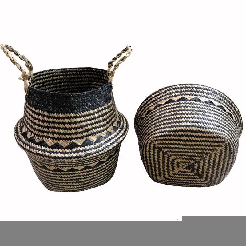 

Multifunctional Storage Baskets Foldable Laundry Seagrass Belly Basket For Home Decoration Garden Flower Pot Planter Baskets