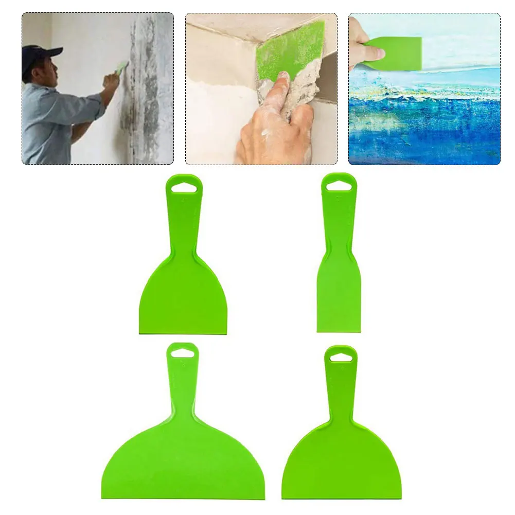 4PCS Paint Wallpaper Scraper Set 2/4/6/8inch Portable Plastic Paint Scraper Tool Green Building Tools Portable Wallpaper Scraper