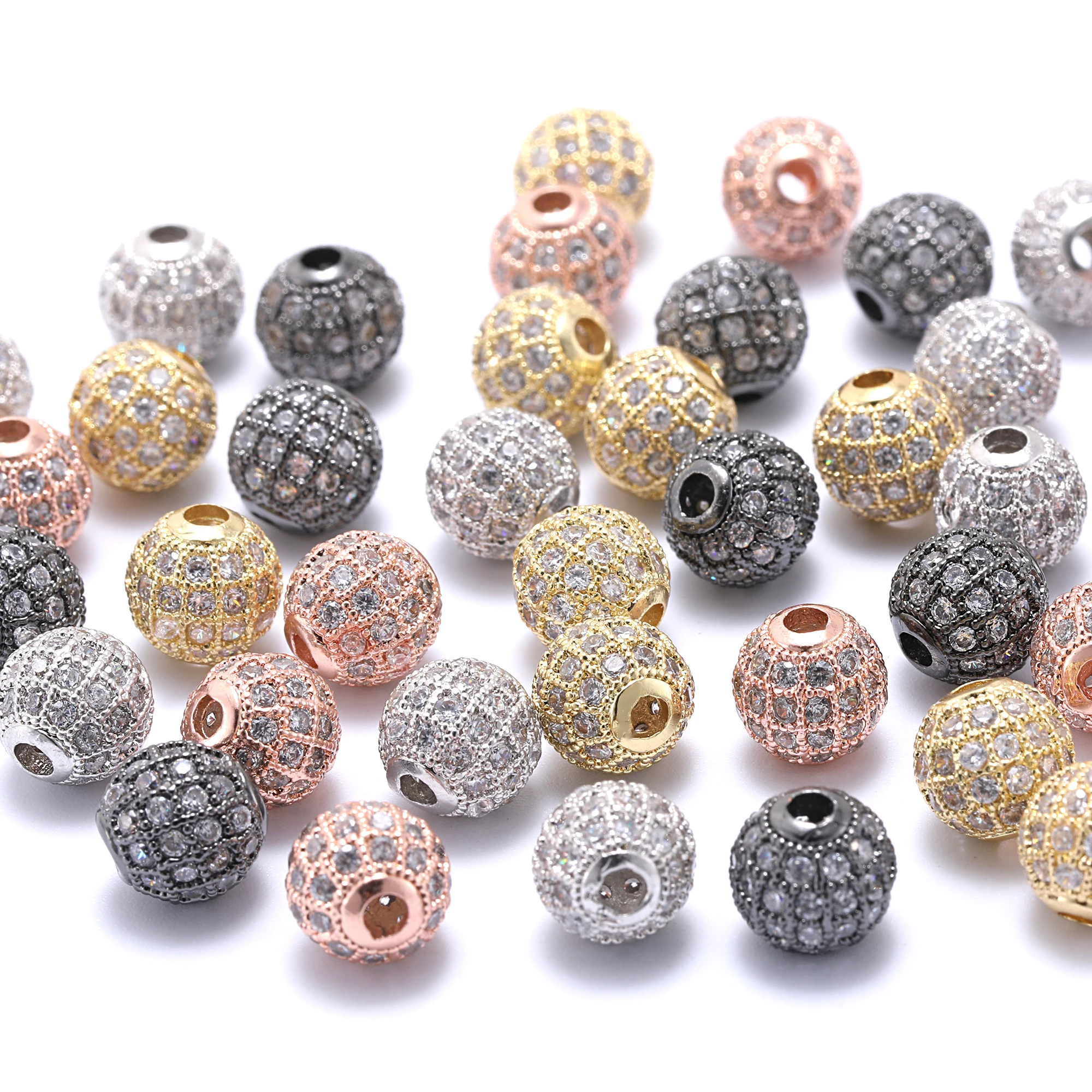 8/10 мм CZ для изготовления украшений своими руками Медь Металлический Micro Pave