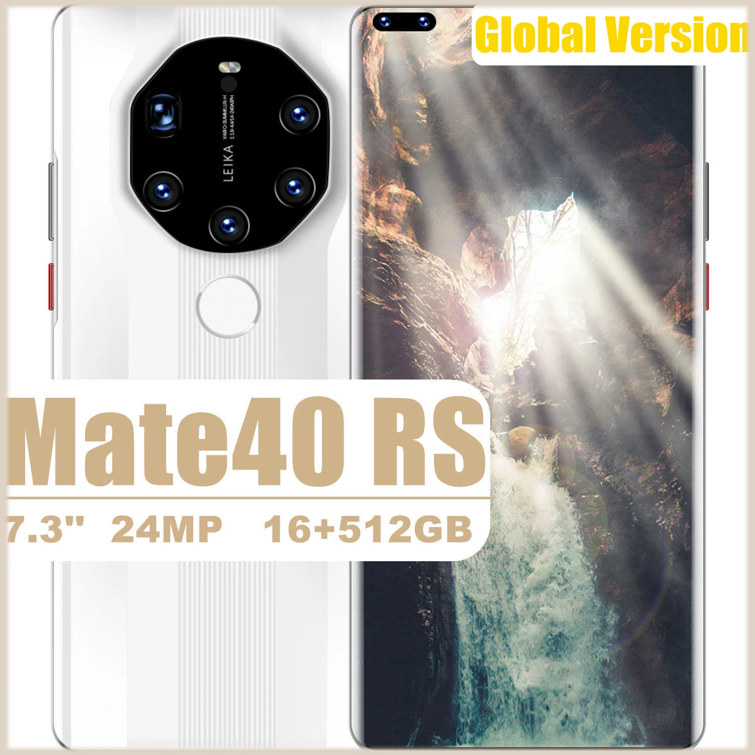 

Global Mate40 RS 16GB 512GB 7.3'' Android 11 Smartphone Fingerprint ID 32MP Camera Dual SIM Card 4G 5G LTE 6800mAh Cellphone