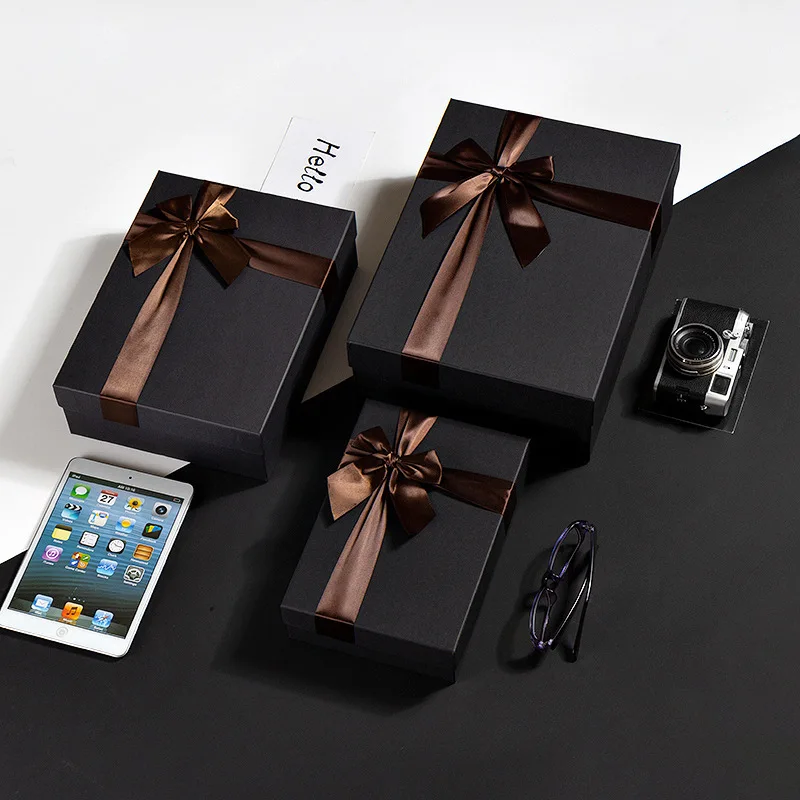 Прямоугольная Черная подарочная коробка для конфет шарф дня рождения рубашка