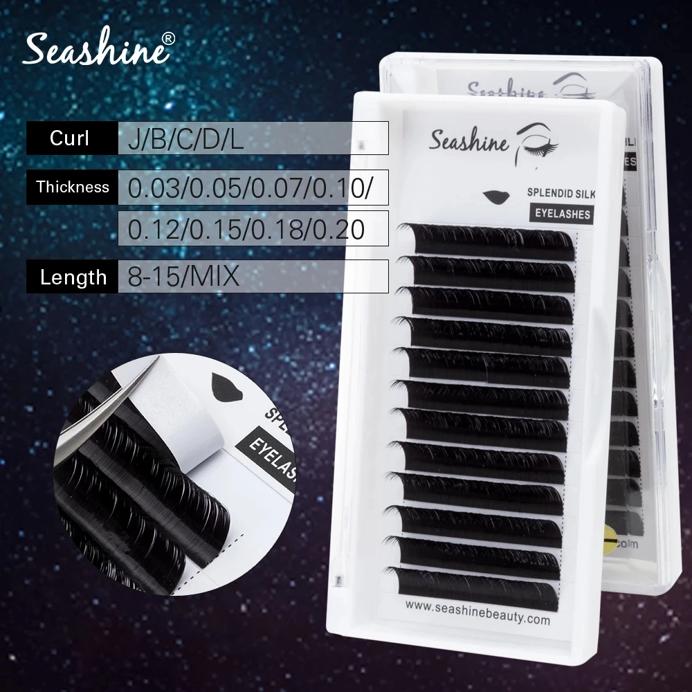 

Seashine High Quality I Tray Individual Lash Extension 0.03mm L Curl Classic Russian Volume Eyelashes Extension Natural Supplies