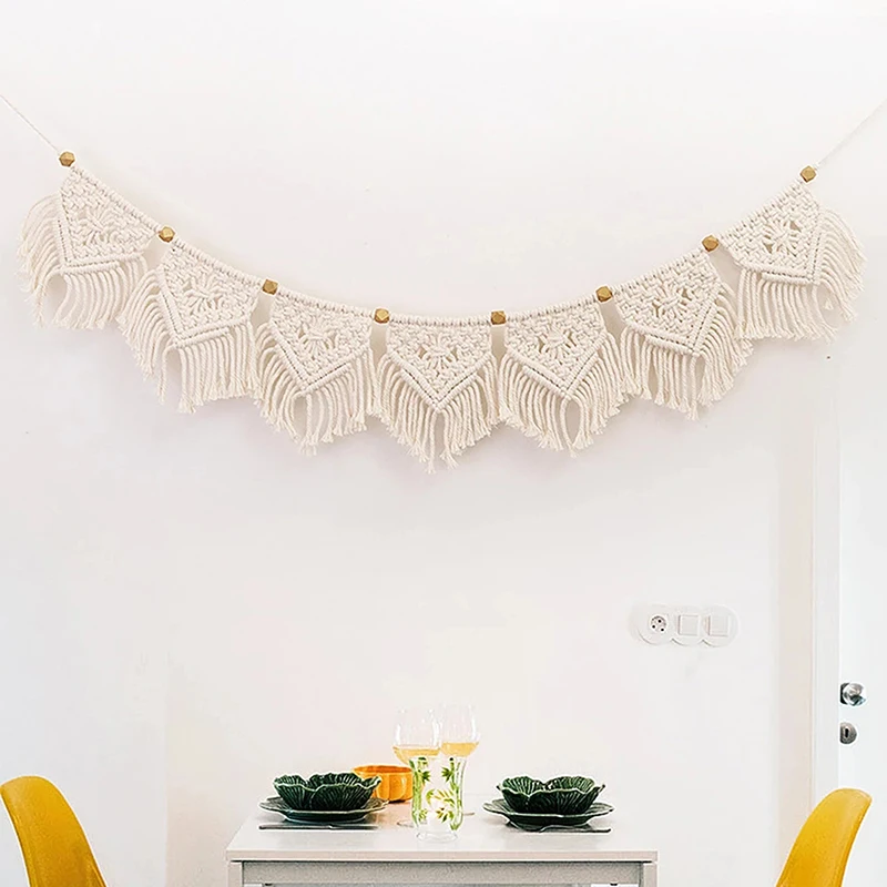 

Small Flag Tassels Wall Hanging Tapestry Art Wall Accents Yellow Fashion Beads Tassels Chic Boho Decor Dorm Room Home Dector