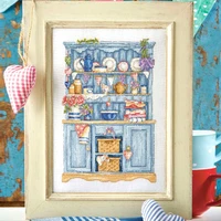 fishxx cross stitch s282 blue cabinet pastoral dining room furniture embroidery pattern decoration printing kit