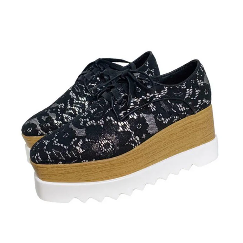 

New Sales 2020 Summer New Lace Embroidered breathable Mesh Sneakers Women Shoes Comfortable Casual Woman Platform Wedge Shoes