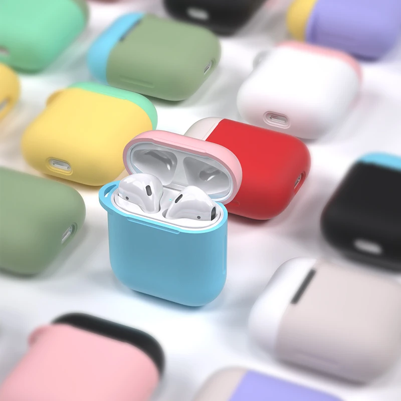 Сплошной цвет Ultra-thin1.5mm для Airpods1/2/чистый твердый жидкий силикон простой защитный