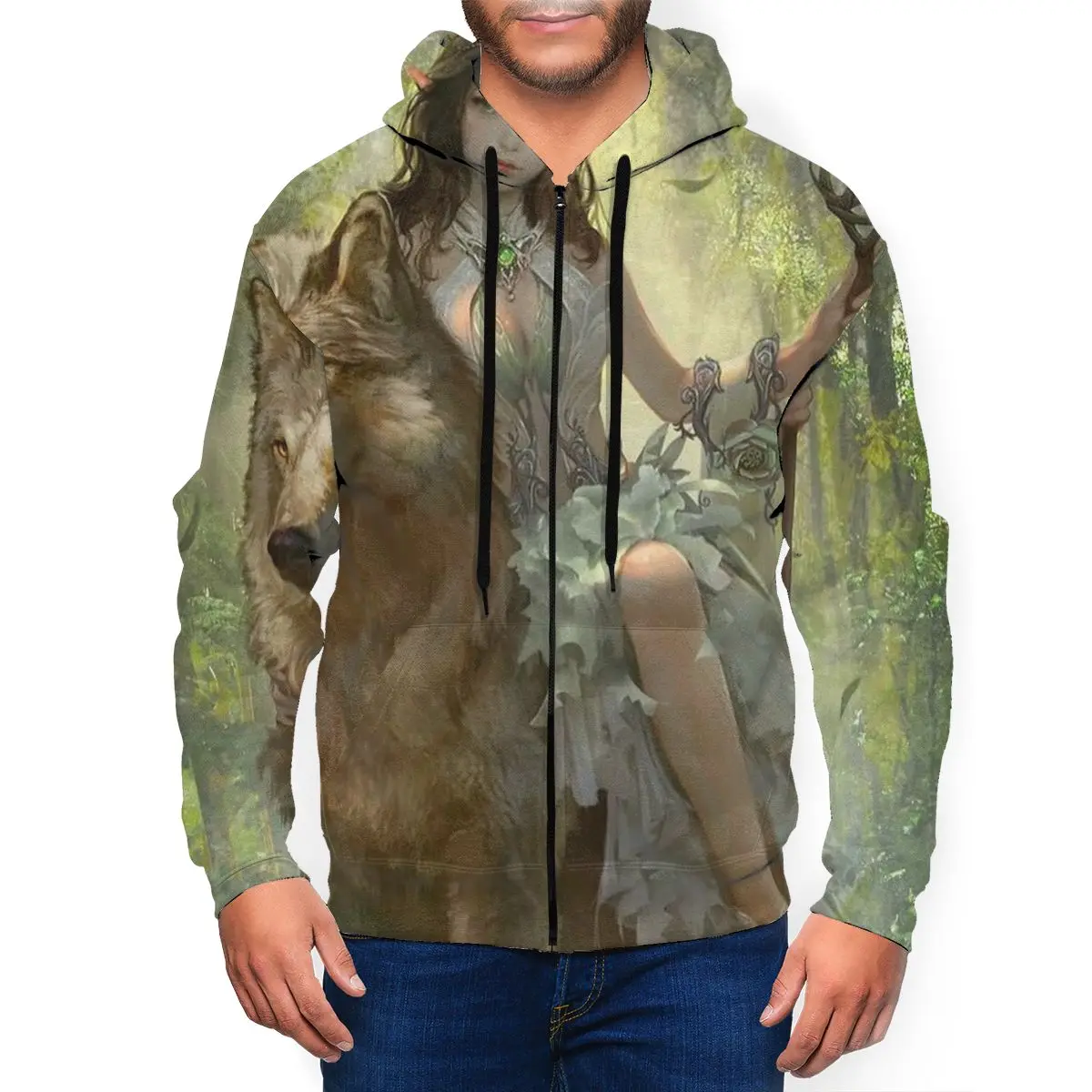 

Mononoke Hime Anime 3D Printed Zipper Hat Hoodie for Men Women Fashion Fall Sweaters