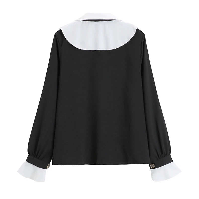 

Spring Women Black Goth Blouse Chain 2021 Oversized EA Fashion Streetwear Punk Style Female Gothic Blusas Tops Long Sleeve Shirt