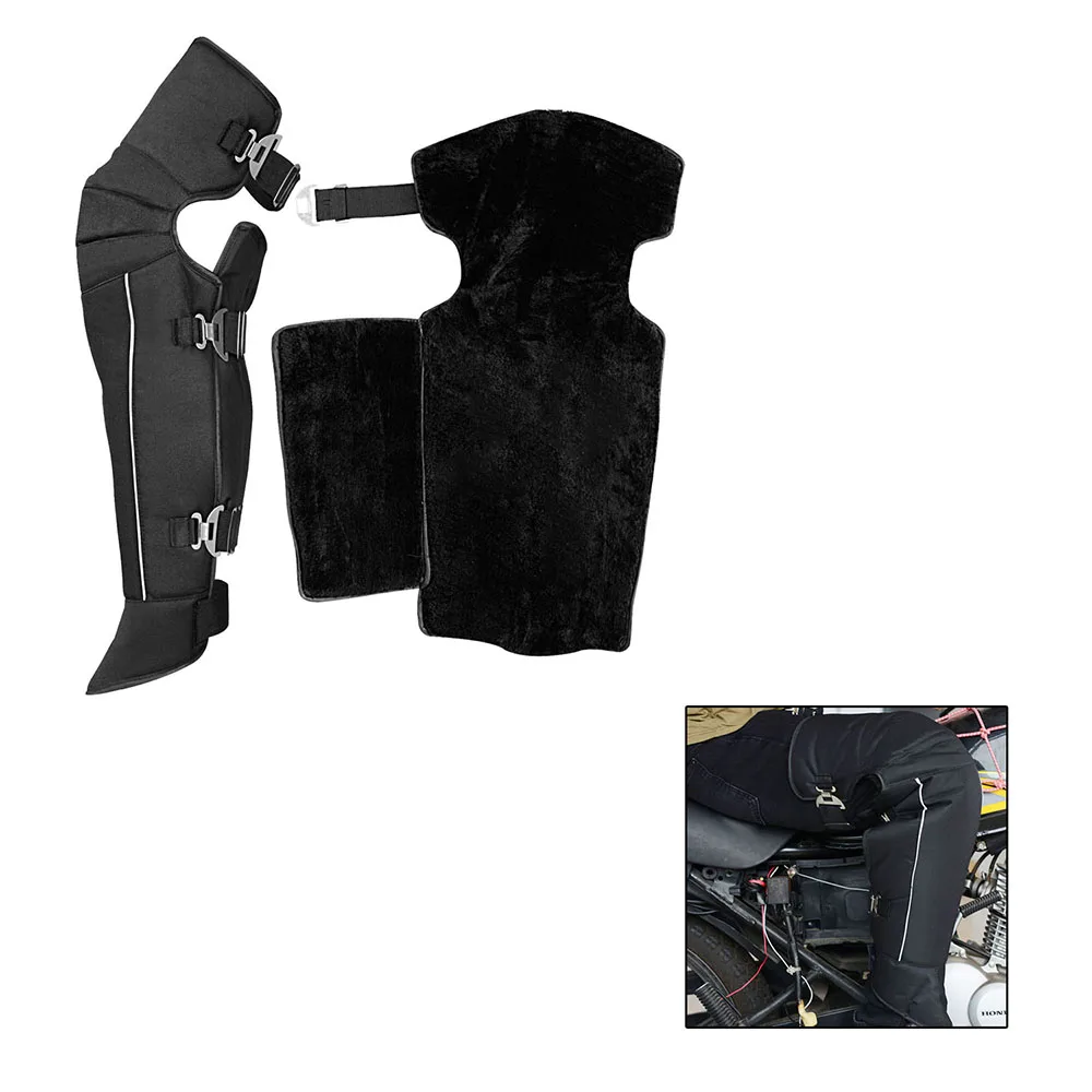 

2pcs Motorcycle Electric Car Winter Windproof Cold Thickening Long Warm Knee Pads With Strips Universal