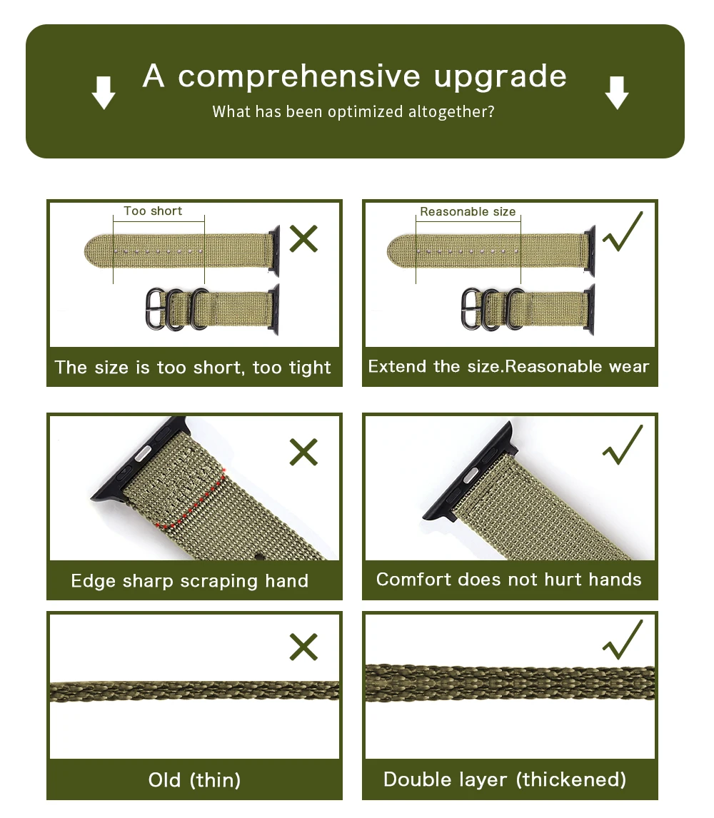 

Nylon Watchband Strap for Apple Watch Band Series 6 SE 5 4 3 21 Sport Bracelet 42mm 44mm 38mm 40mm For iwatch Band 5 Accessories