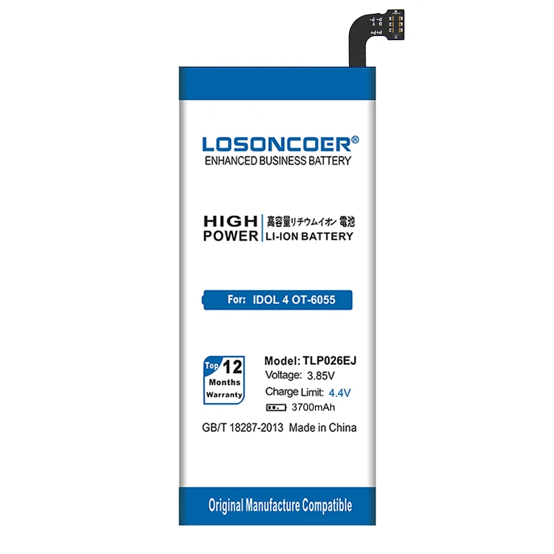 Аккумулятор LOSONCOER TLp026EJ 3700 мАч для Alcatel idol 4 OT6055 6055 6055K 6055U 6055Y 6055B 6055H | Мобильные