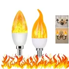 3 режима светодиодный пламенная лампа E14 E27 B22 светодиодный эффект пламени огня светильник лампочка мерцание светильник 110V 220V для хеллоуина и Рождества