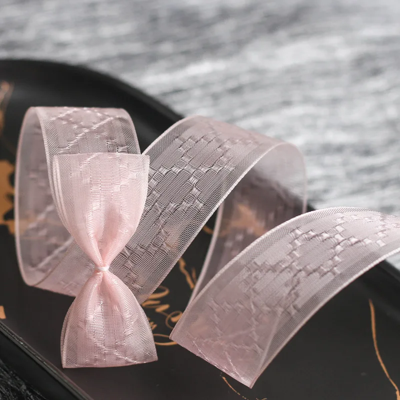 Лента из органзы в клетку с широкими краями|Ленты для шитья| |