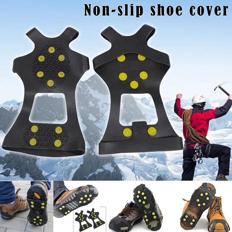 

Newly 1 Pair Ice Snow Grips Cleat Over Shoe Boot Rubber Spikes Anti Slip Studs Crampons Stretch Footwear 19ing