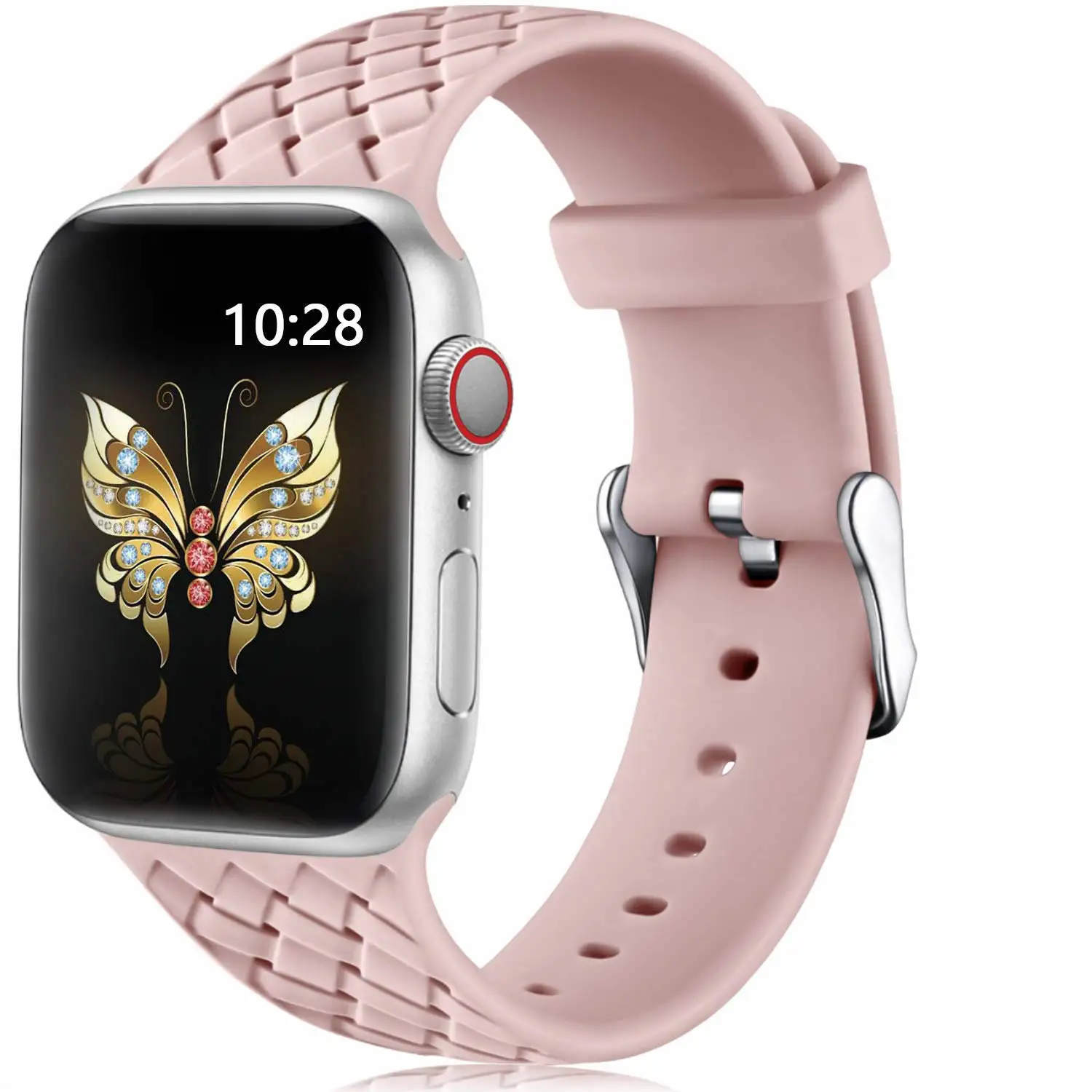 rose pink Тканый ремешок для часов аpple 38 мм, 42 мм, iWatch, версия 4 полосы 44 мм 40 мм силиконовый ремень ремешок Браслет Apple watch 4 5 3 21 44 42 - Цвет ремешка: rose pink