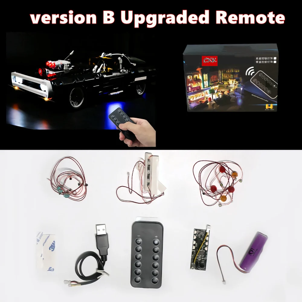 

LED Light Kit For Doms Dodge Charger Race Car Lighting Set Compatible with Brand 42111 Building Blocks Without Block Model