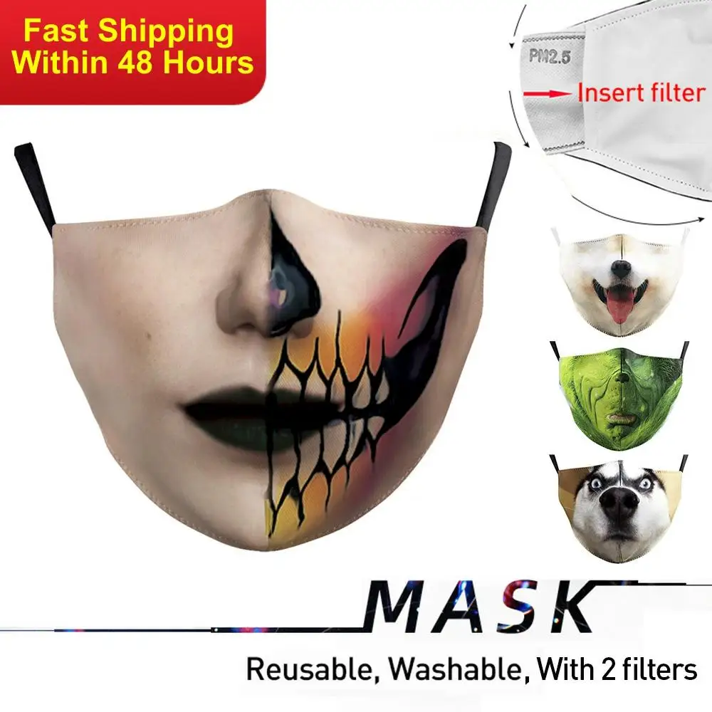 

Zawaland Adult Print Mouth Mask Washable Cotton PM2.5 Filter Mask Protective Fabric Washable Reusable Fabric Masks