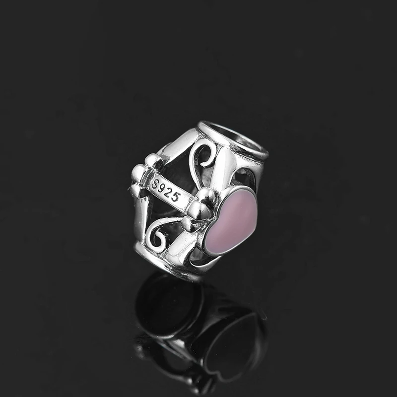 Бусины-шармы из серебра 925 пробы в виде РОЗОВОГО СЕРДЦА | Украшения и аксессуары