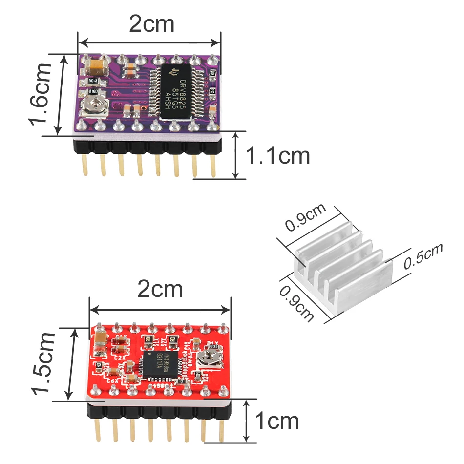 Драйвер шагового двигателя A4988 DRV8825 с радиатором запчасти для 3D принтера