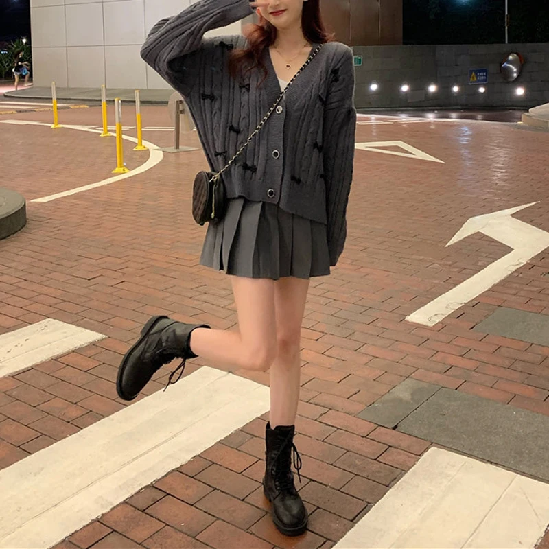 VSUE Для женщин Мягкий трикотажный свитер с длинными рукавами белый серый тонкий