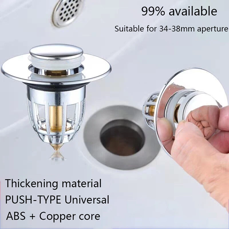 

Bathroom Sink Stopper Bullet Core Push Type Basin Drain Filter Bathtub Converter