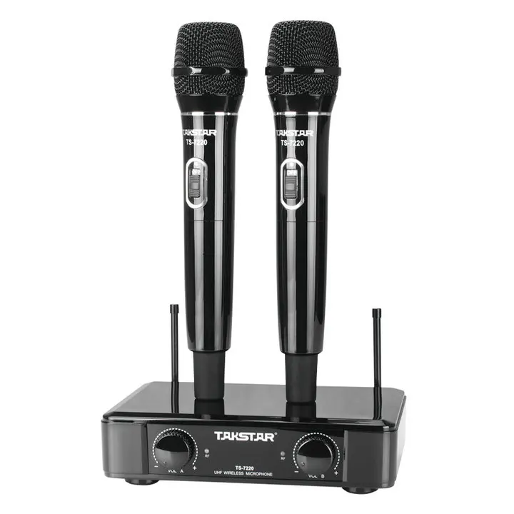 black Takstar TS-7220 белого цвета UHF 2-х канальный беспроводной ручной микрофон, использовать для кампуса встречи, развлечения, речи, караоке - Цвет: black