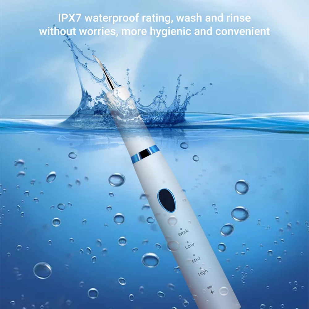 

Ultrasonic Electric Dental Calculus Remover Tool Kit LED Light Rechargeable Tooth Scraper Tartar Remover Cleaner for Oral Care