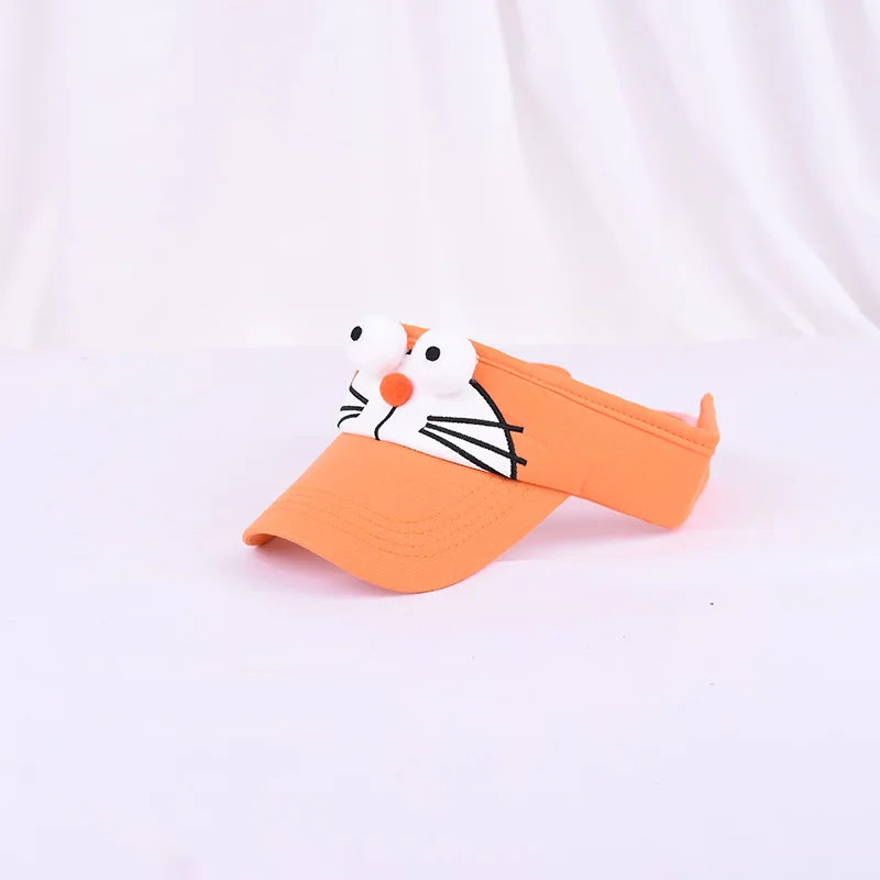 

lovely kid Empty Top Sun Visor Hat cartoon cat summer hat pure colors decoration UV Protection Hat For boy and girl
