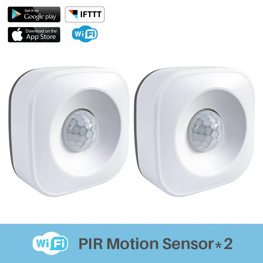 2 Pcs Умный Wi-Fi PIR датчик движения Инфракрасный телесный датчик сигнализации приложение дистанционное управление работает с IFTTT умный дом автоматизация - Цвет: 2 Pcs