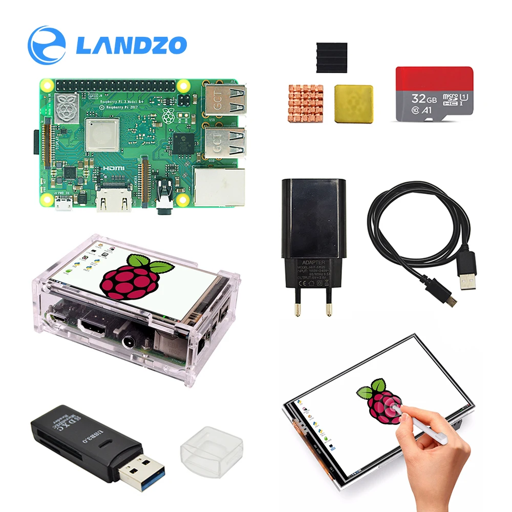 Базовый комплект для raspberry pi 3b plus mode 3 5 дюйма с защитным чехлом кардридером TF карты