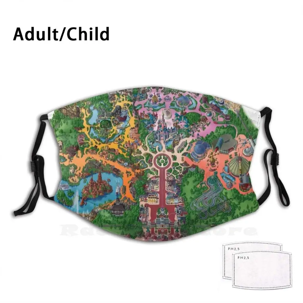 Волшебное Королевство! Моющаяся маска с фильтром для защиты от пыли рта парка