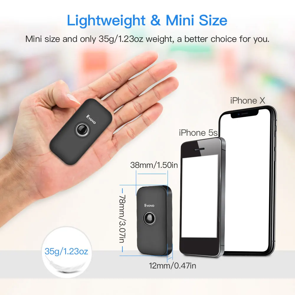 Eyoyo EY 009 мини 1D/2D QR сканер штрих кода 2 4G беспроводной и Bluetooth считыватель
