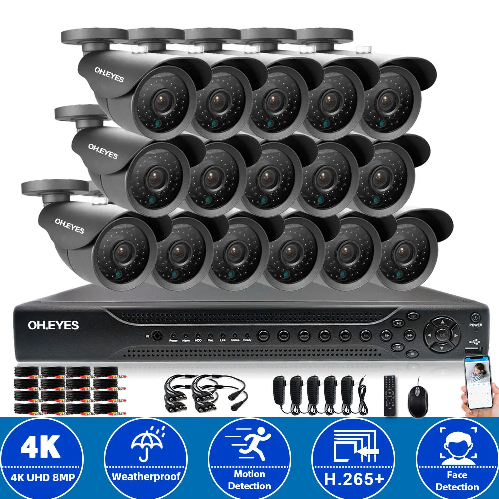 

Система видеонаблюдения, 4K, 16 каналов, 8 каналов, 8 Мп, 5 Мп