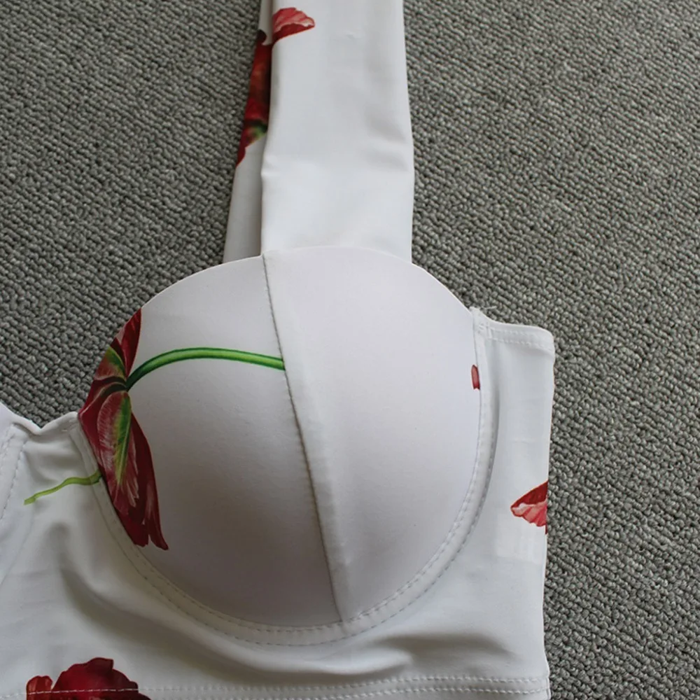 С цветочным рисунком женский купальник с принтом пикантные под розовое принт