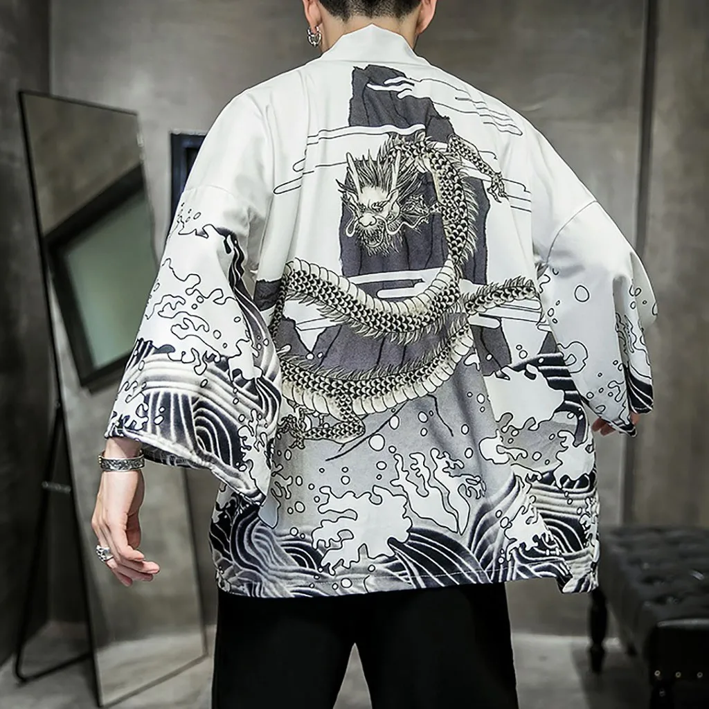 Kimonos Мужская 2021 японское кимоно кардиган большие размеры рубашка блузка для