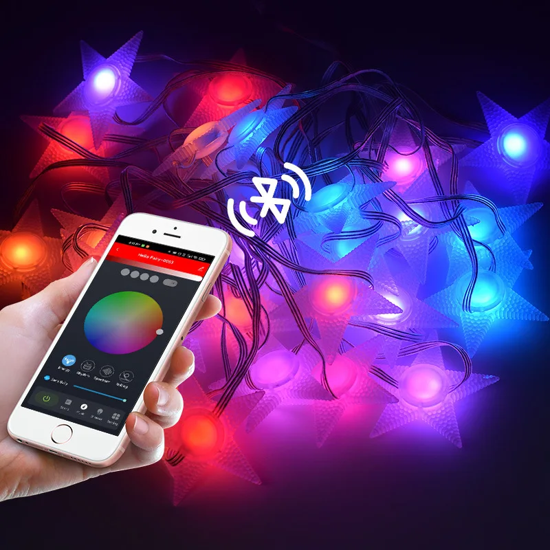 

USB LED Christmas Tree Star Fairy Lights Smart Bluetooth APP Remote Control Festoon Curtain String Light Music Sync Party Decor