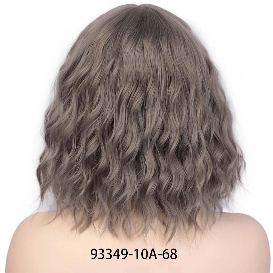 AISI BEAUTY Cut синтетические короткие парики для женщин черные с челкой пучки волос влажная волна парик натуральный косплей фиолетовый розовый - Цвет: 10A-68