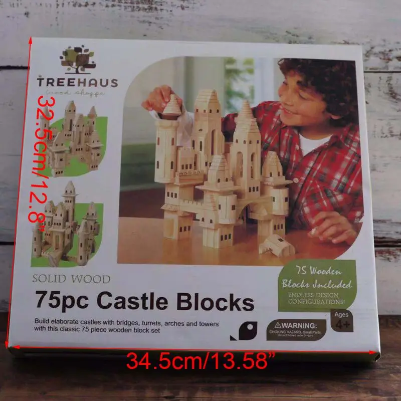

75pcs/set Wooden Castle Building Blocks Kids Baby Puzzle Early Education Toys Wooden Castle Toys