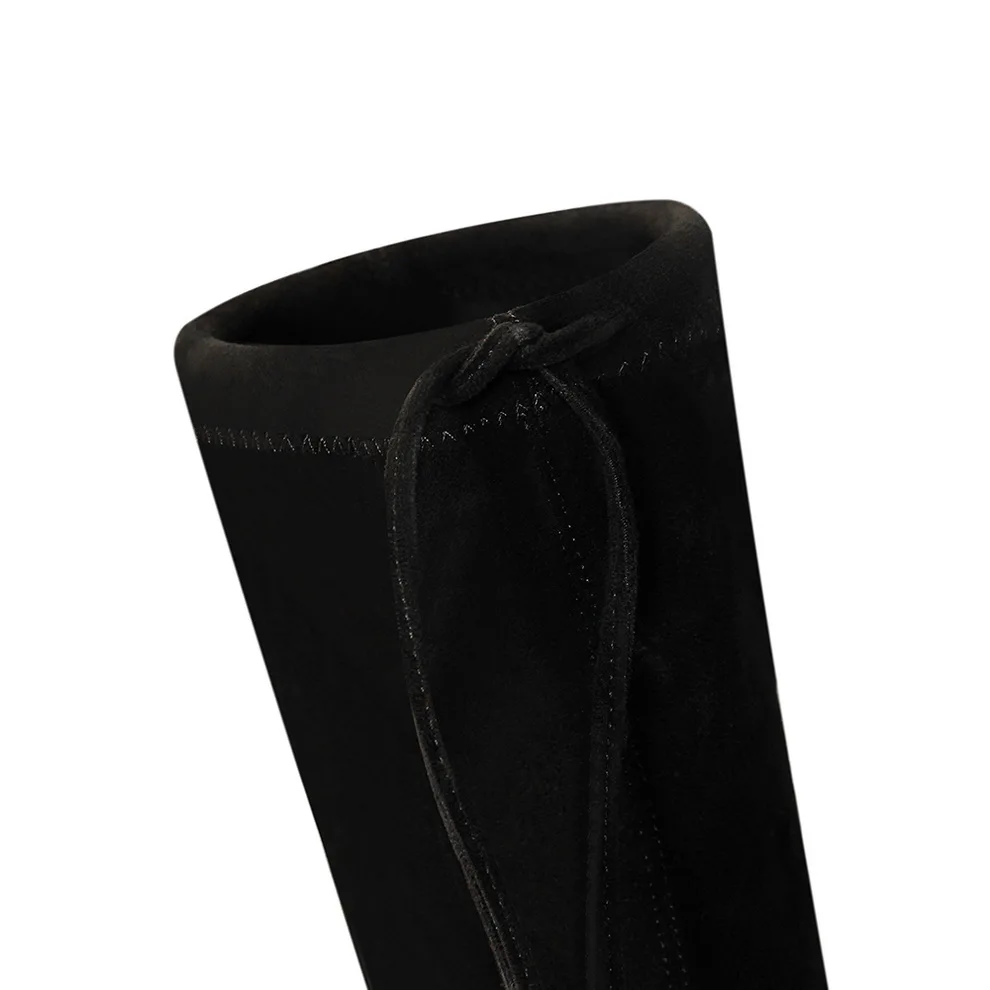 Высокие сапоги женские очень высокие замшевые до колена в европейском и