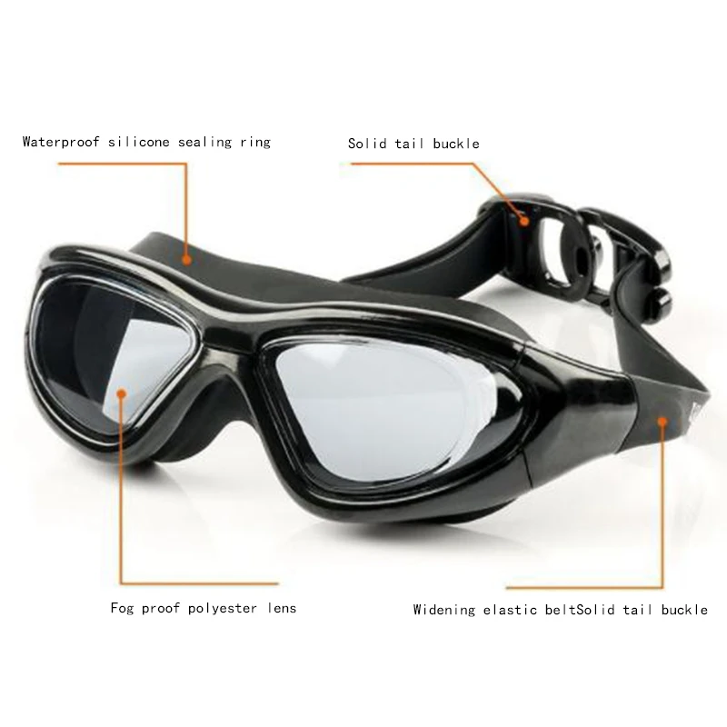 Плавательные очки мода большая коробка Hd противотуманные силиконовые