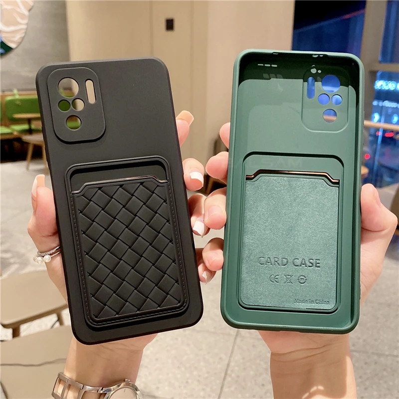 luxury wallet soft phone case for xiaomi poco f3 m3 mi 11 lite 10t redmi note 10 9 8 pro 9t with card holder weaving cover funda free global shipping