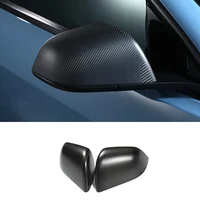 Matte Carbon Fiber Car Rear View Mirror Cover Rearview Case Window Door Side Caps For Tesla Model Y 2020-2021