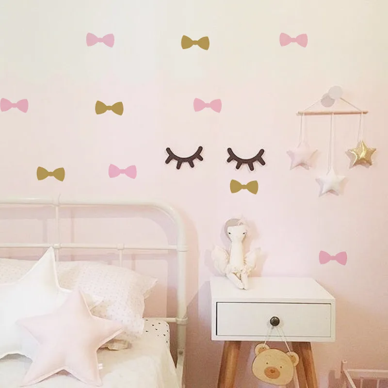 2PCS Wooden 3D Cute Sleepy Eyes Eyelash Pattern Wall Sticker DIY Kids Room Living Decoration Baby Nursery Art | Дом и сад