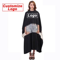 customize logo hair cape transparent window haircut apron waterproof play phone customer cloth gown hairdressing supplies 1456