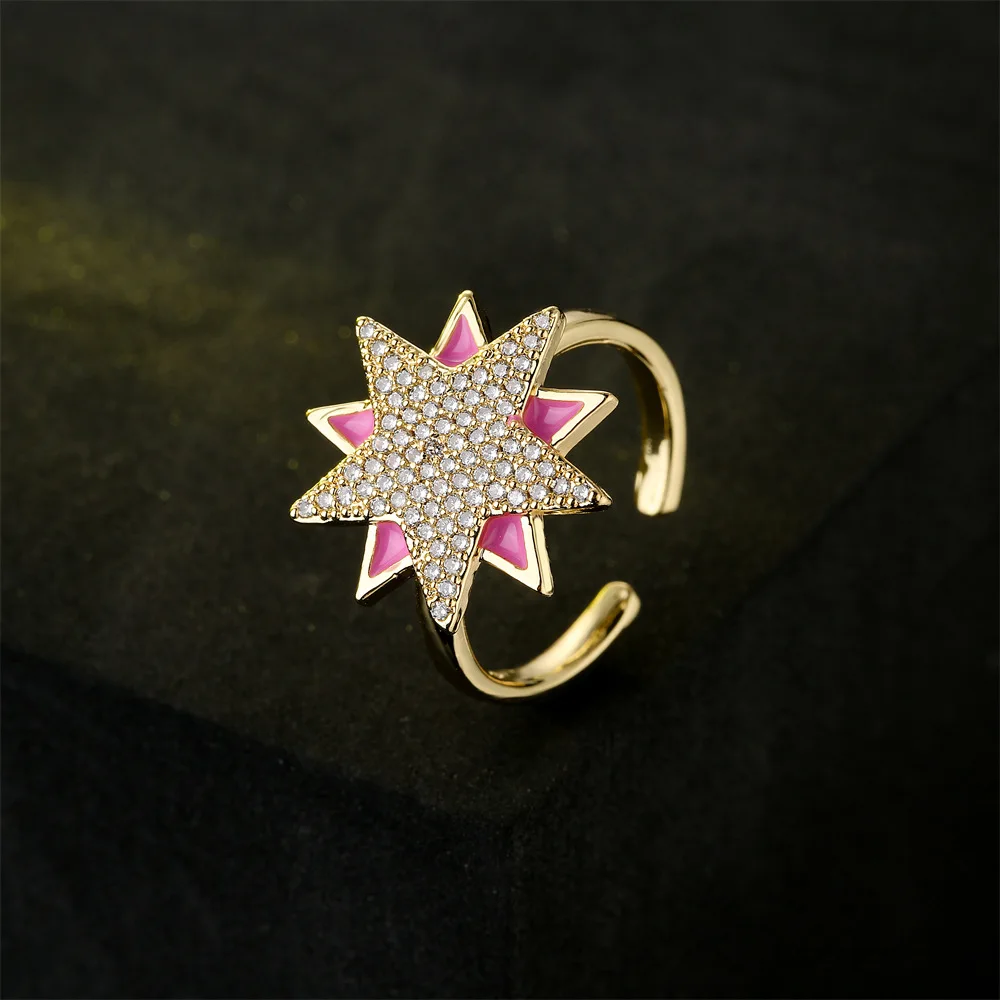 

Boho Jewelry Fashion Star Rings Glow Gold Filled Crystal Finger Rings Party for Teens Girls Women Aesthetic Jewelry Accessories